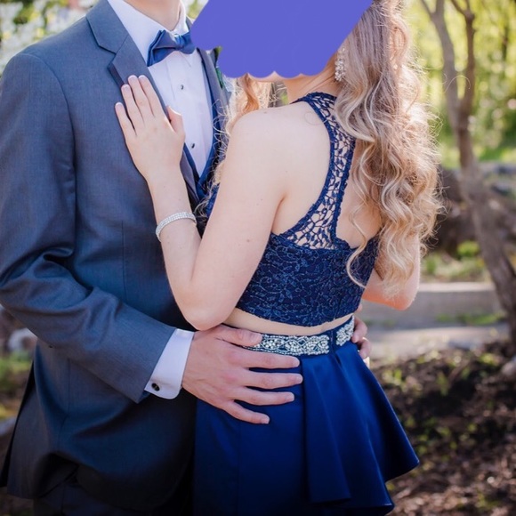 Navy Blue two-piece prom dress! - Picture 3 of 7
